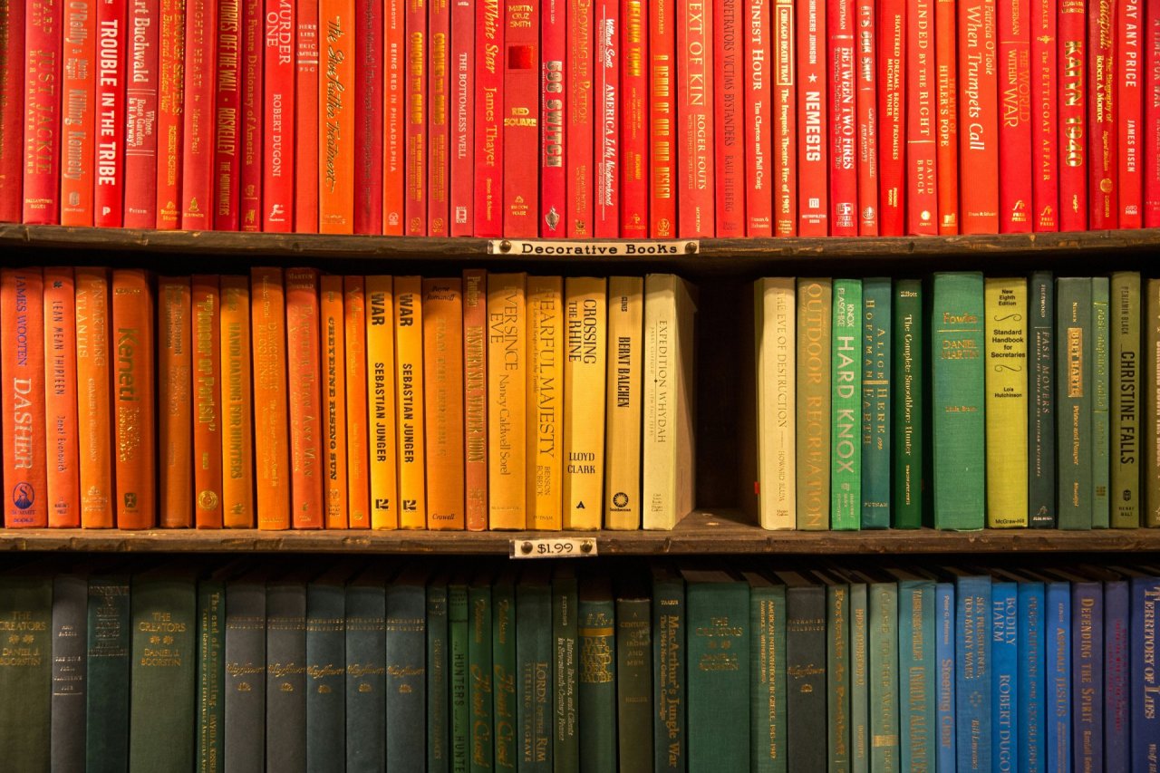 colour coded bookshelf